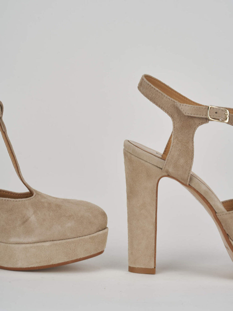 Décolleté e slingback tacco 11cm camoscio beige