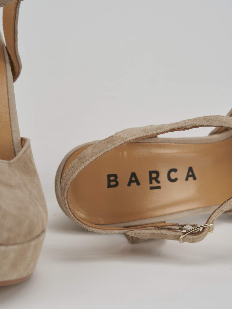 Décolleté e slingback tacco 11cm camoscio beige