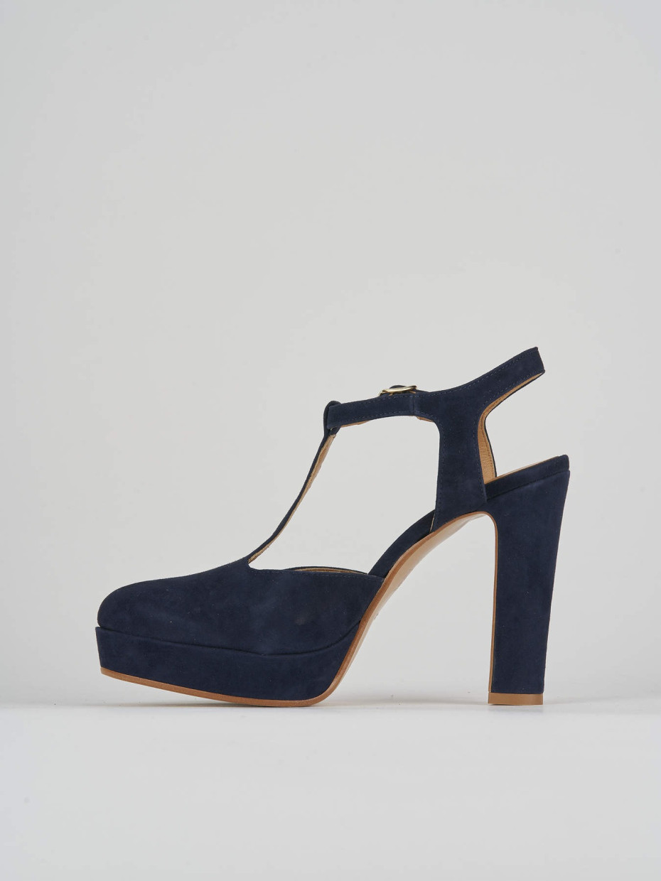 Décolleté e slingback tacco 11cm camoscio blu