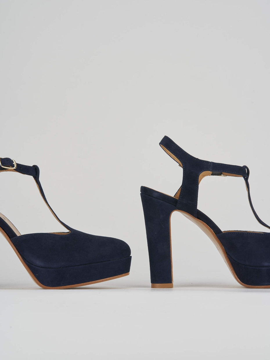 Décolleté e slingback tacco 11cm camoscio blu