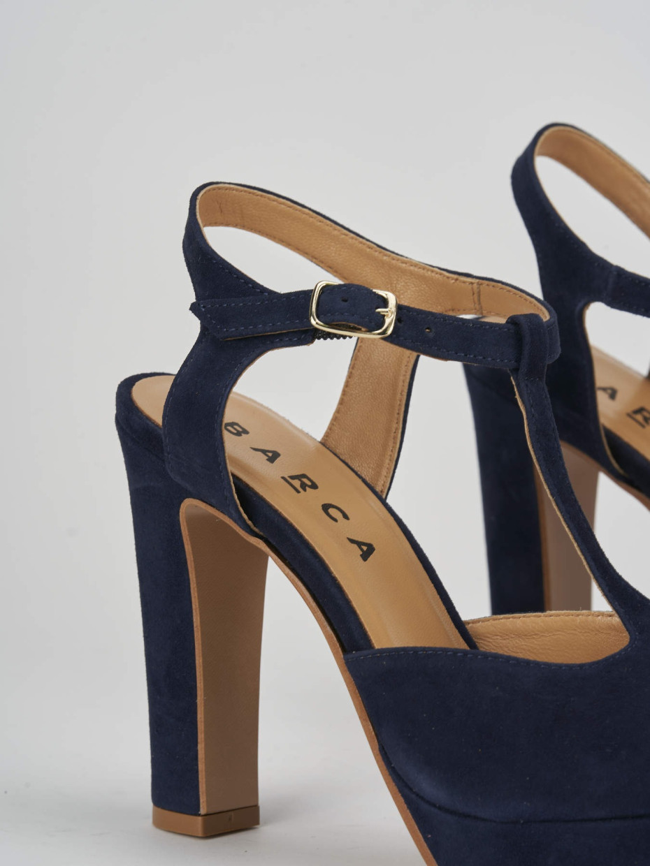 Décolleté e slingback tacco 11cm camoscio blu