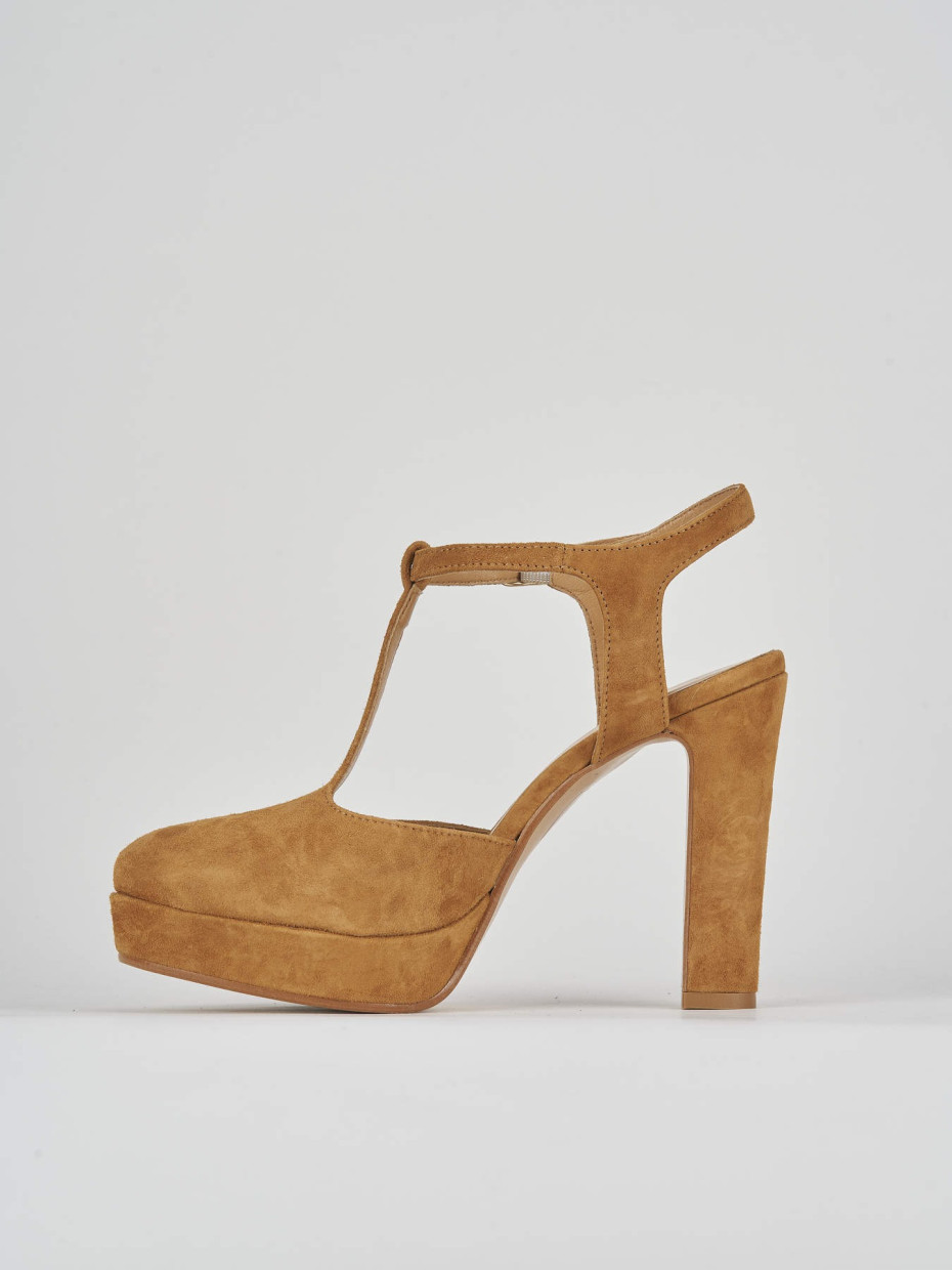 Décolleté e slingback tacco 11cm camoscio marrone