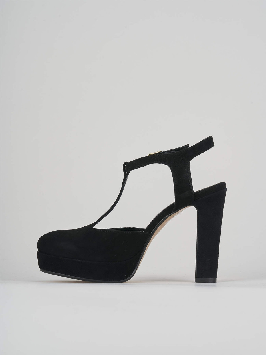 Décolleté e slingback tacco 11cm camoscio nero