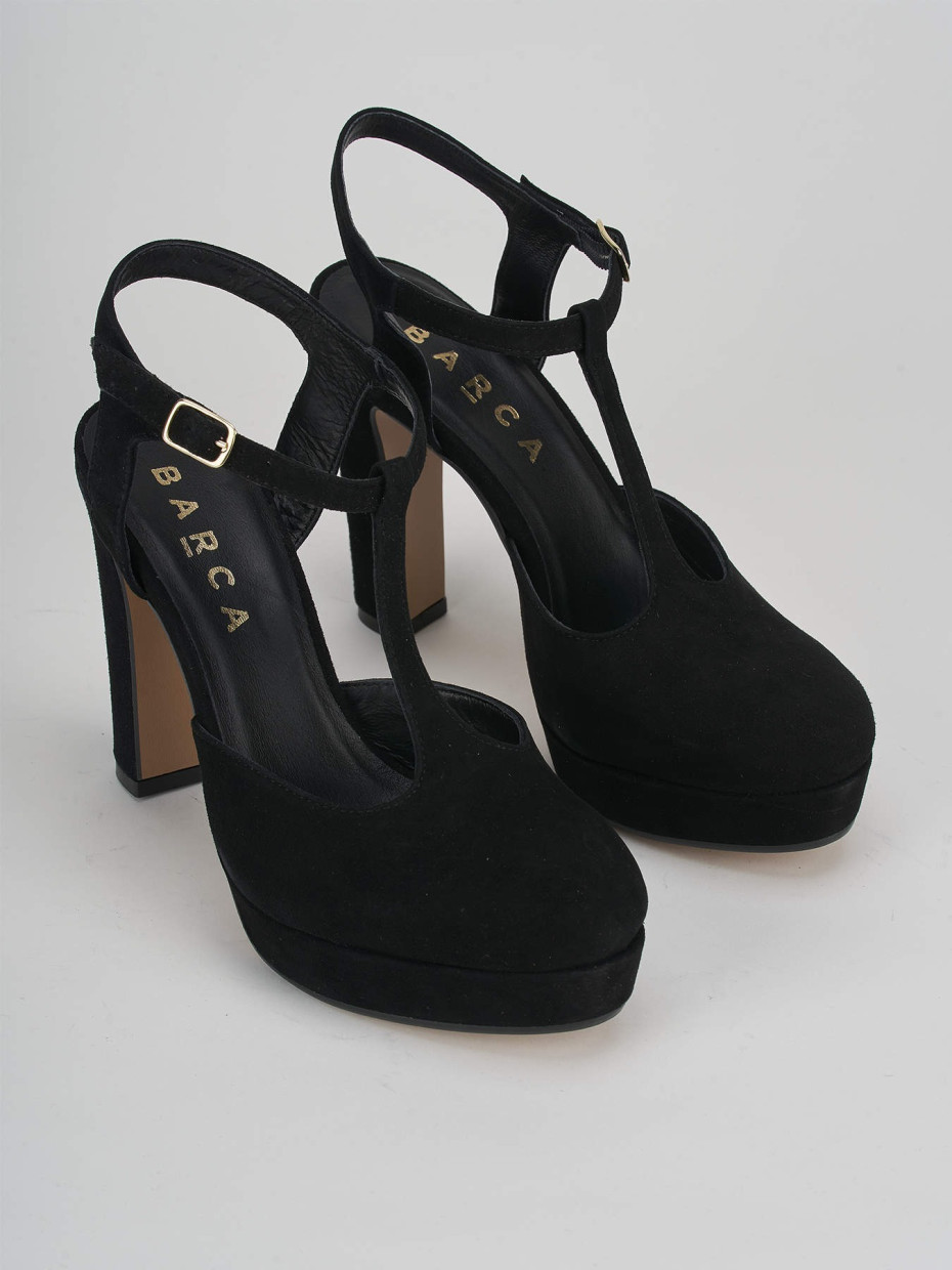 Décolleté e slingback tacco 11cm camoscio nero