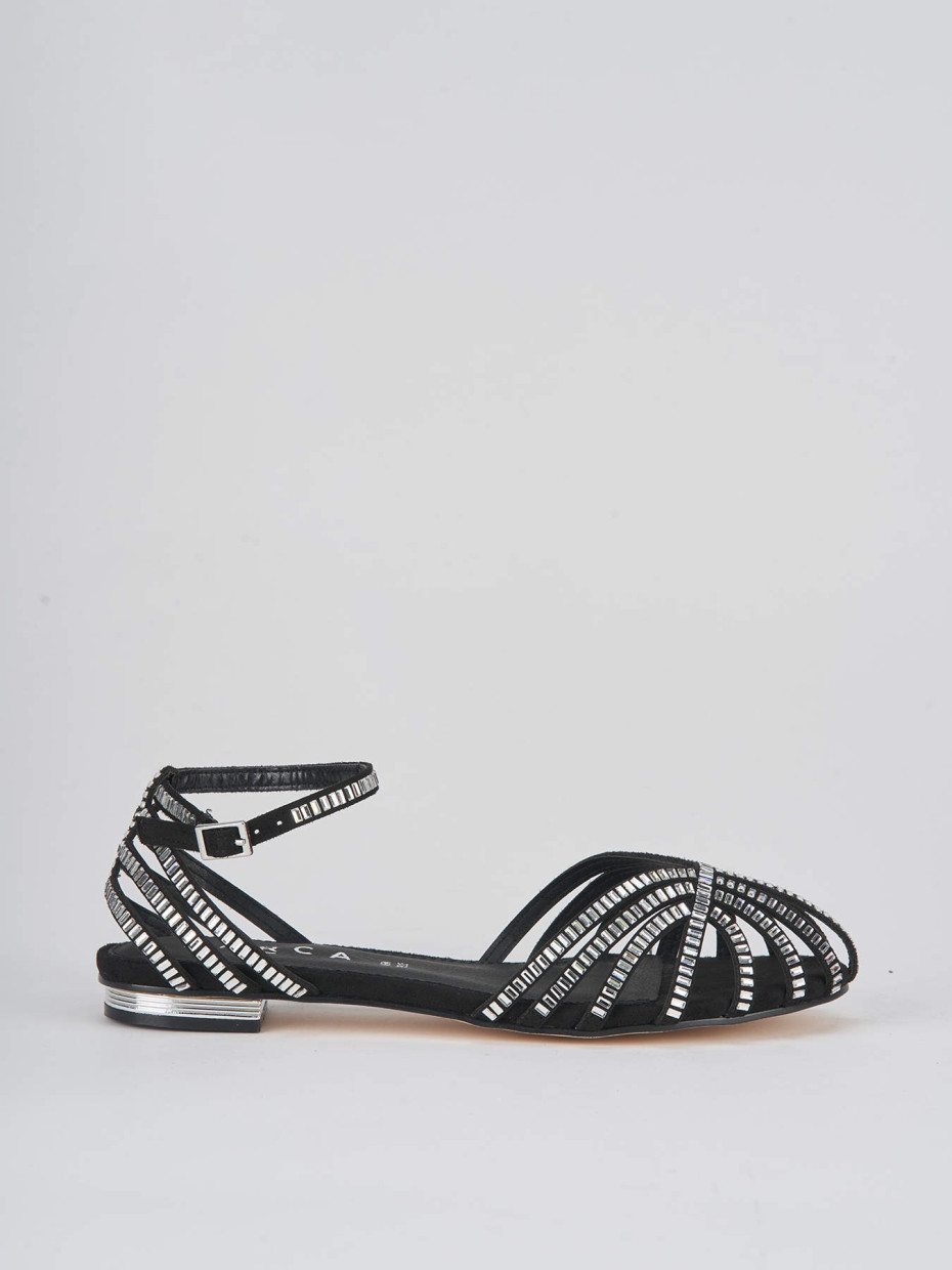 Low heel sandals heel 1 cm black suede