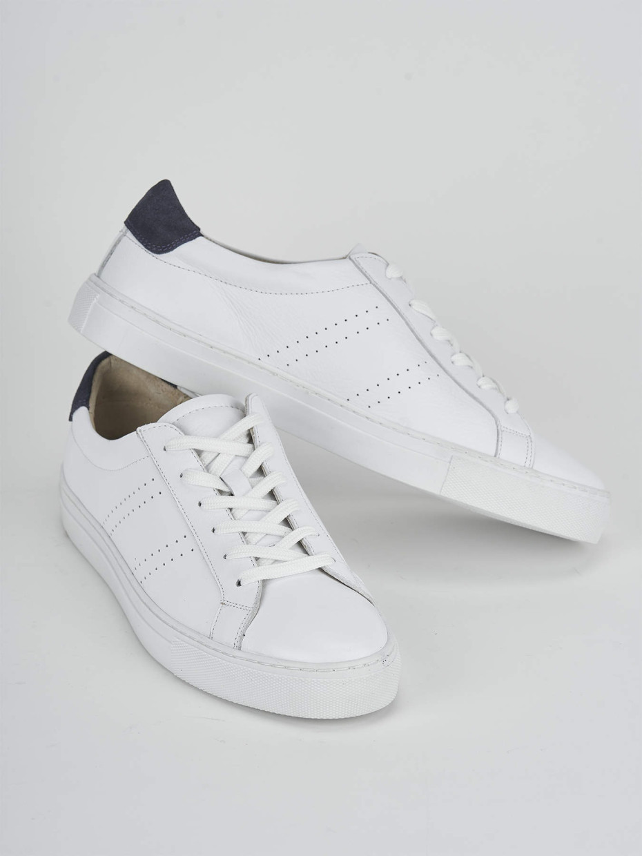 Sneakers tacco 1cm pelle bianco