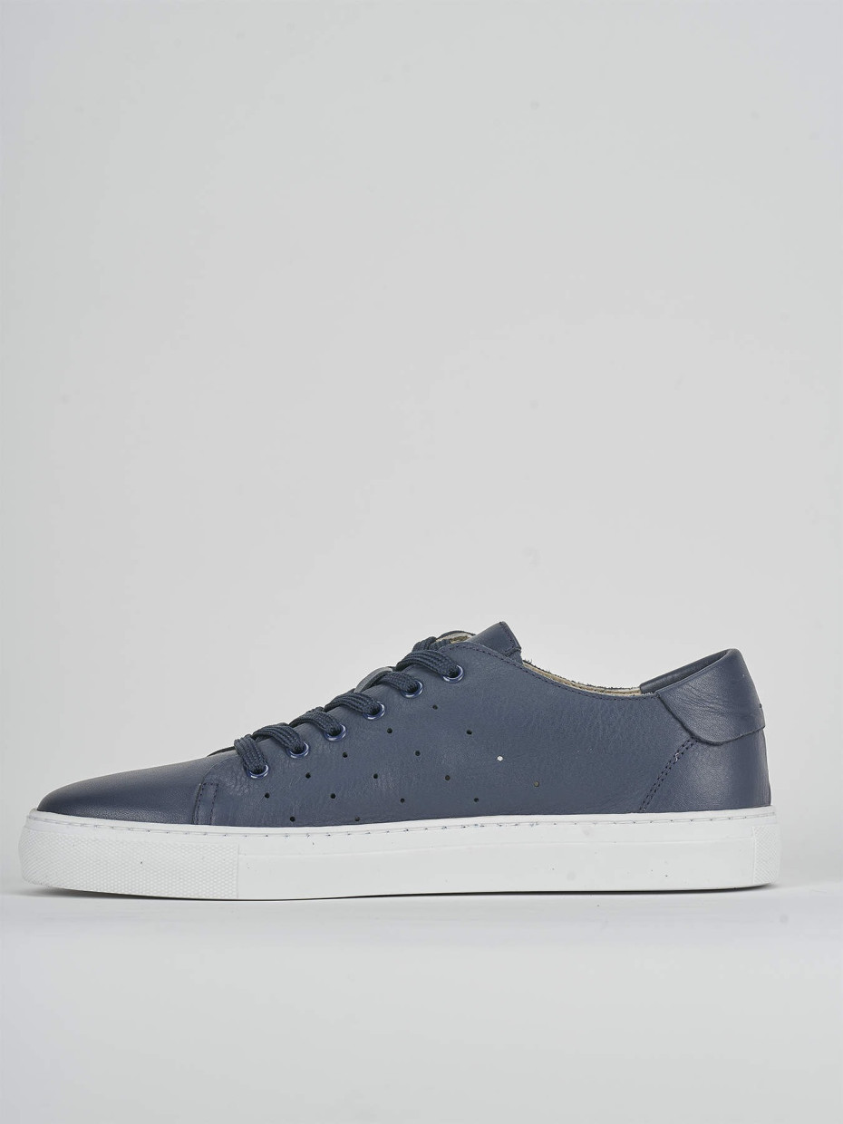 Sneakers tacco 1cm pelle blu