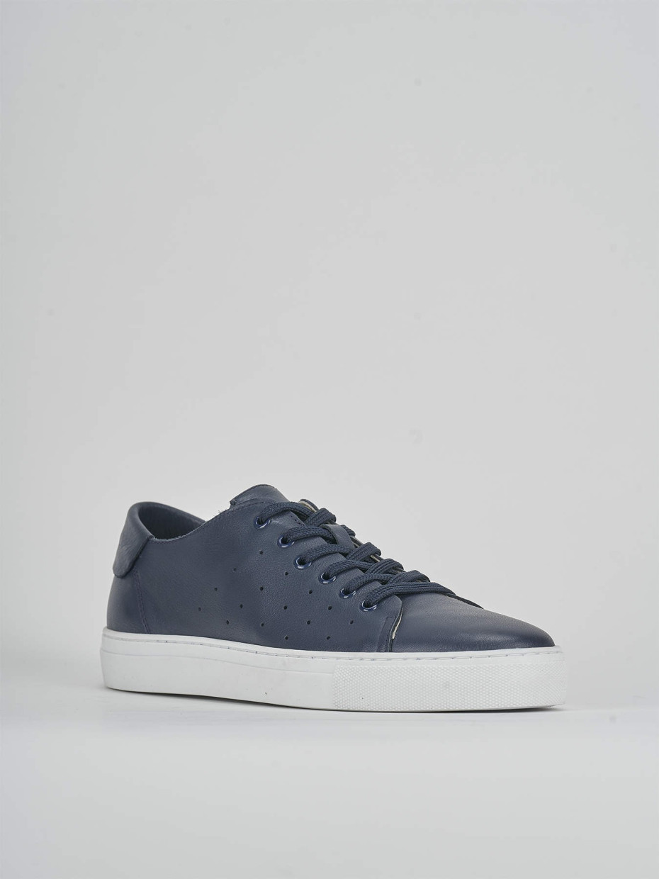 Sneakers tacco 1cm pelle blu