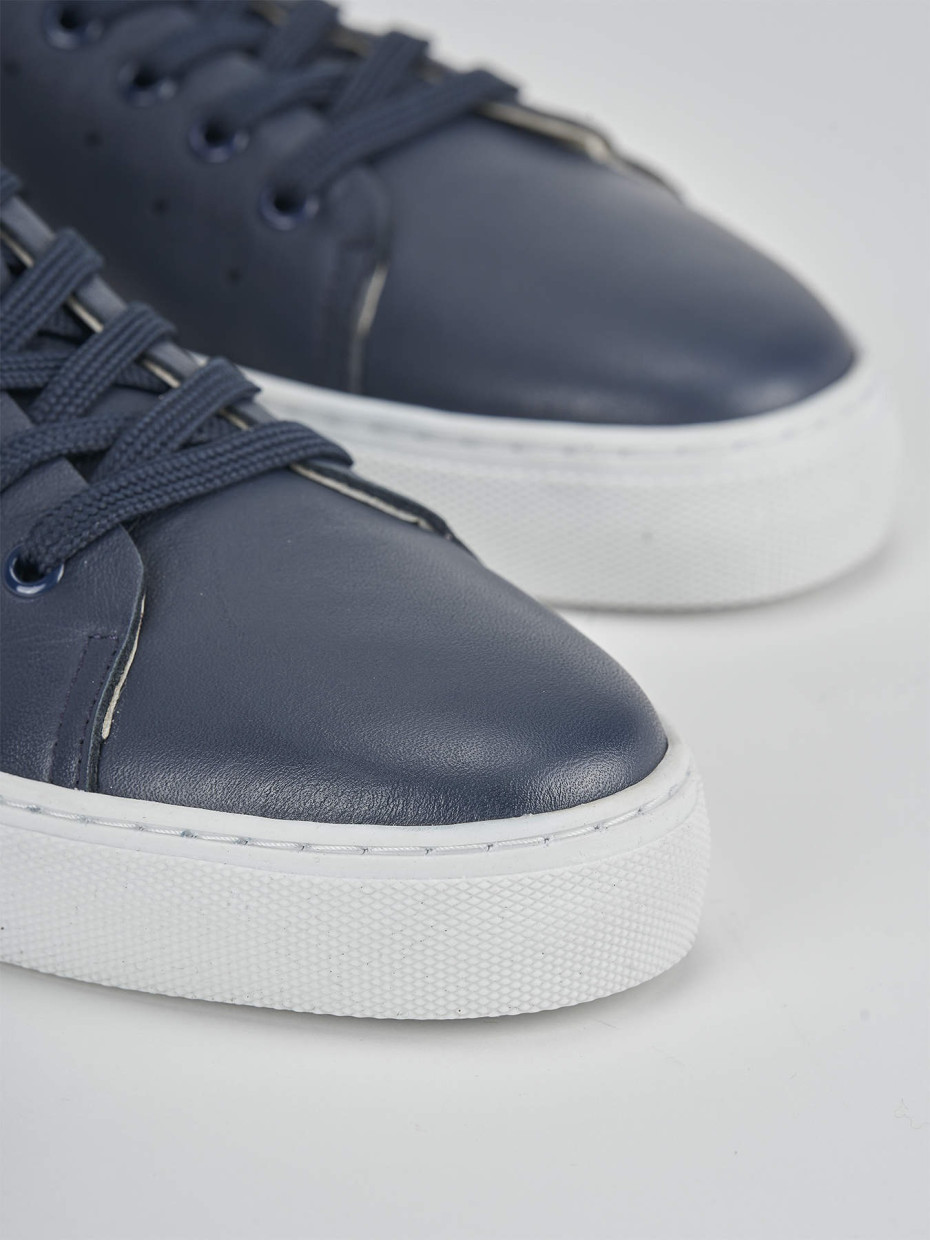 Sneakers heel 1 cm blu leather