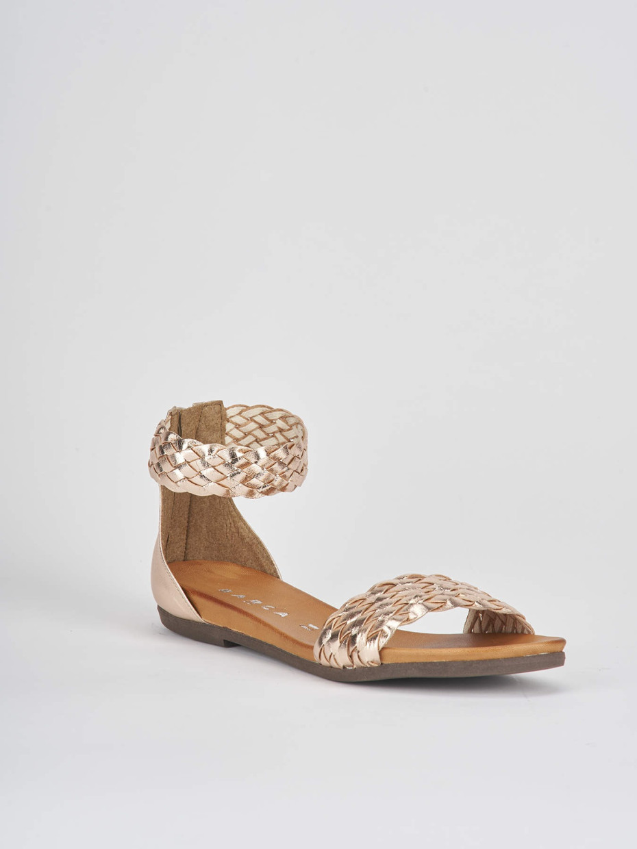 Low heel sandals heel 2 cm bronze leather