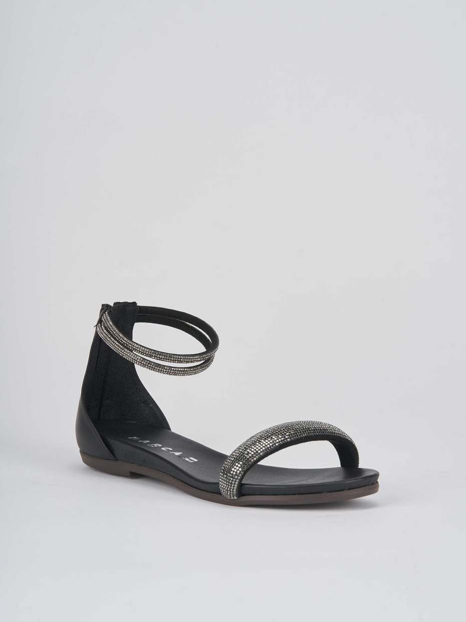 Low heel sandals heel 1 cm black leather