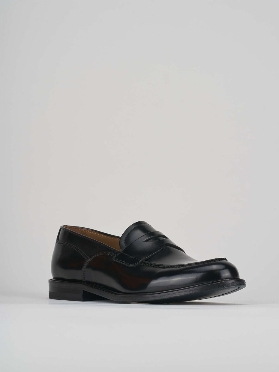 Loafers heel 1 cm black leather