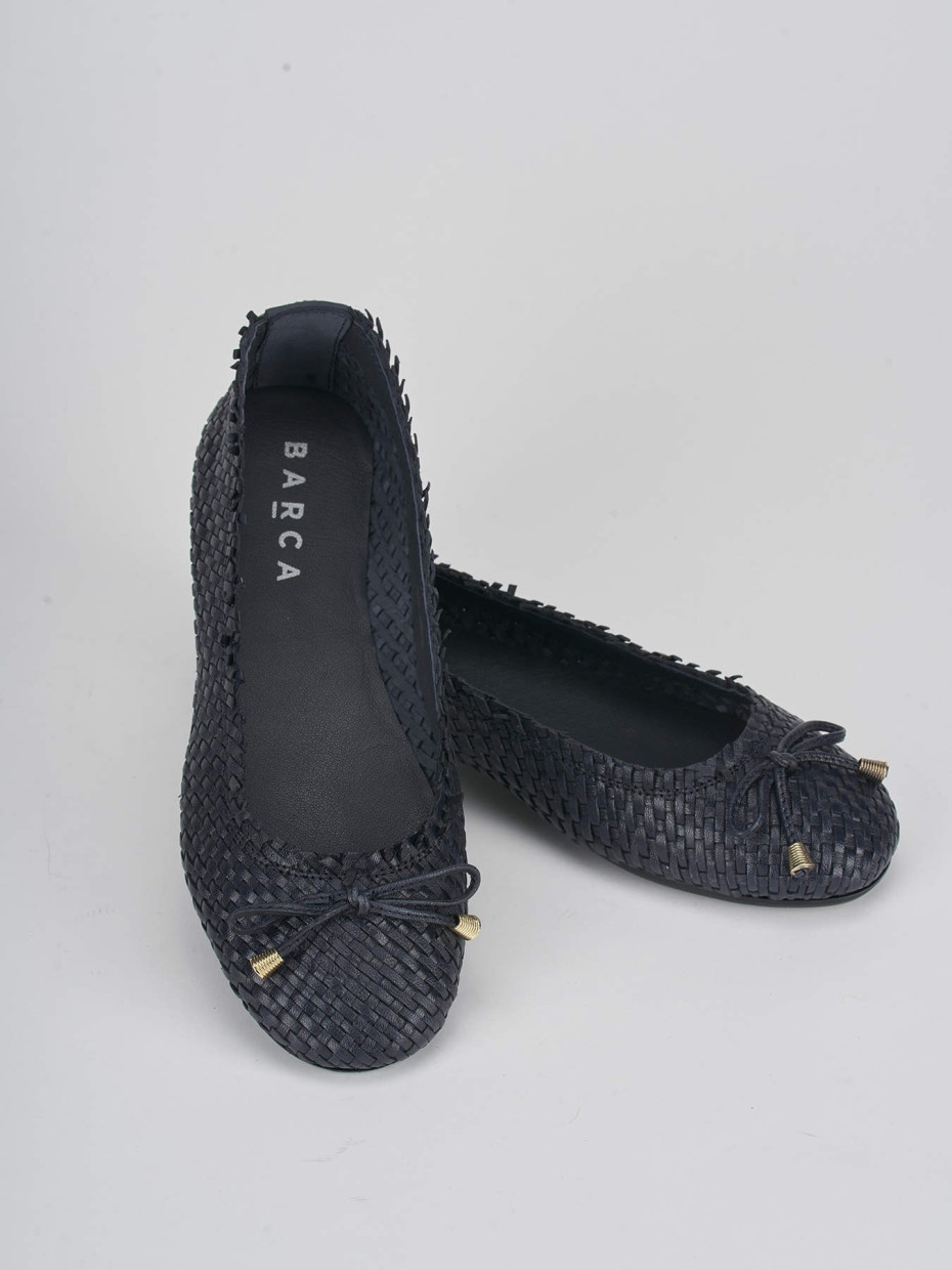 Flat shoes woman heel 1 cm blu leather Barca Stores