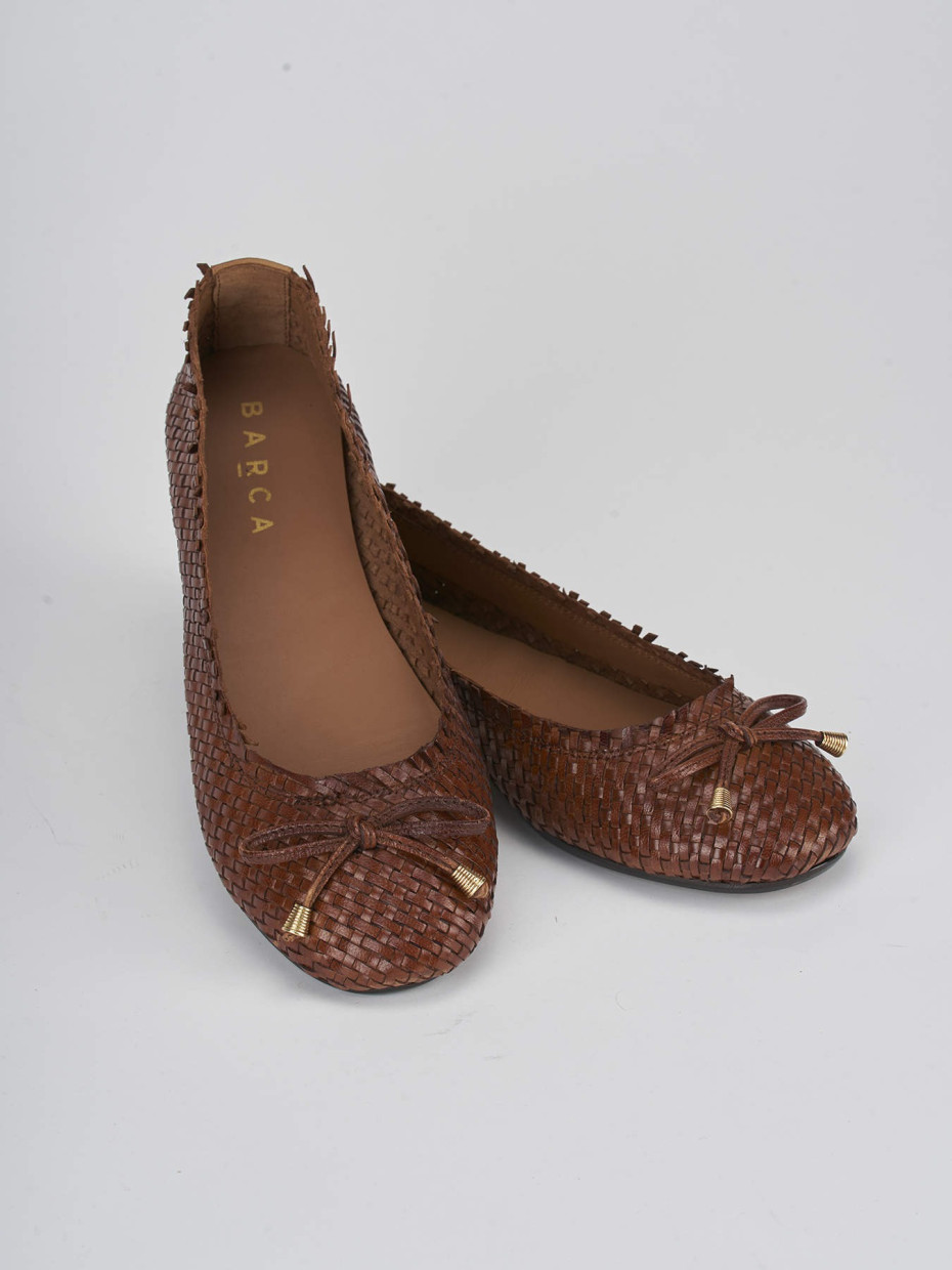 Flat shoes heel 1 cm brown leather