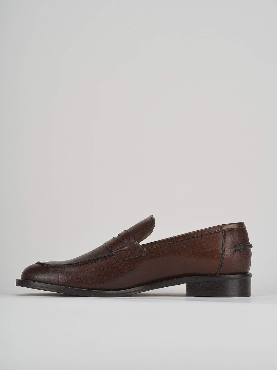 Loafers heel 1 cm brown leather