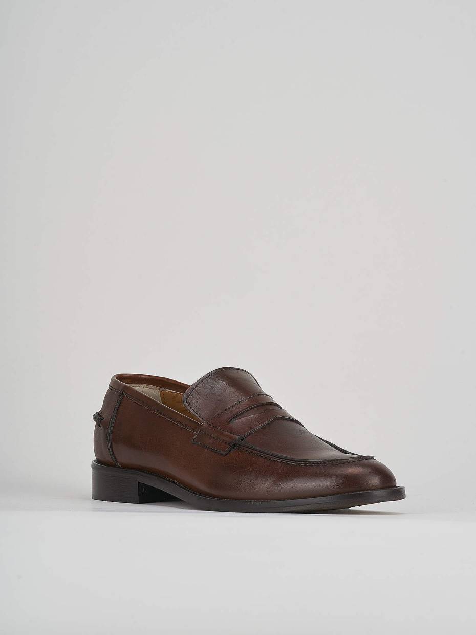 Loafers heel 1 cm brown leather