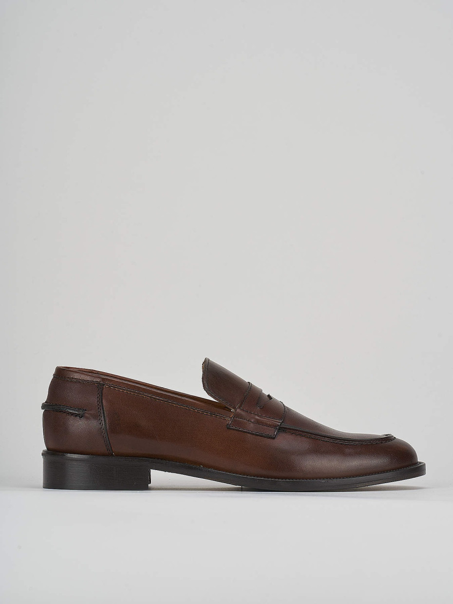 Loafers heel 1 cm brown leather