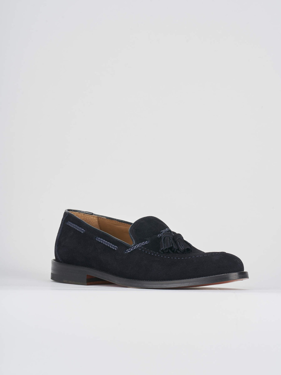 Loafers heel 2 cm blu suede