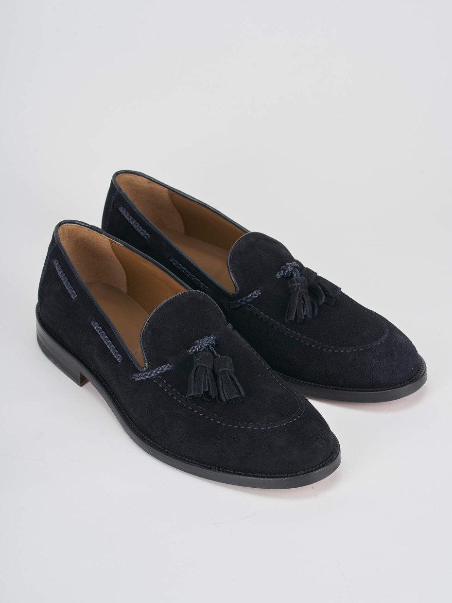 Loafers heel 2 cm blu suede