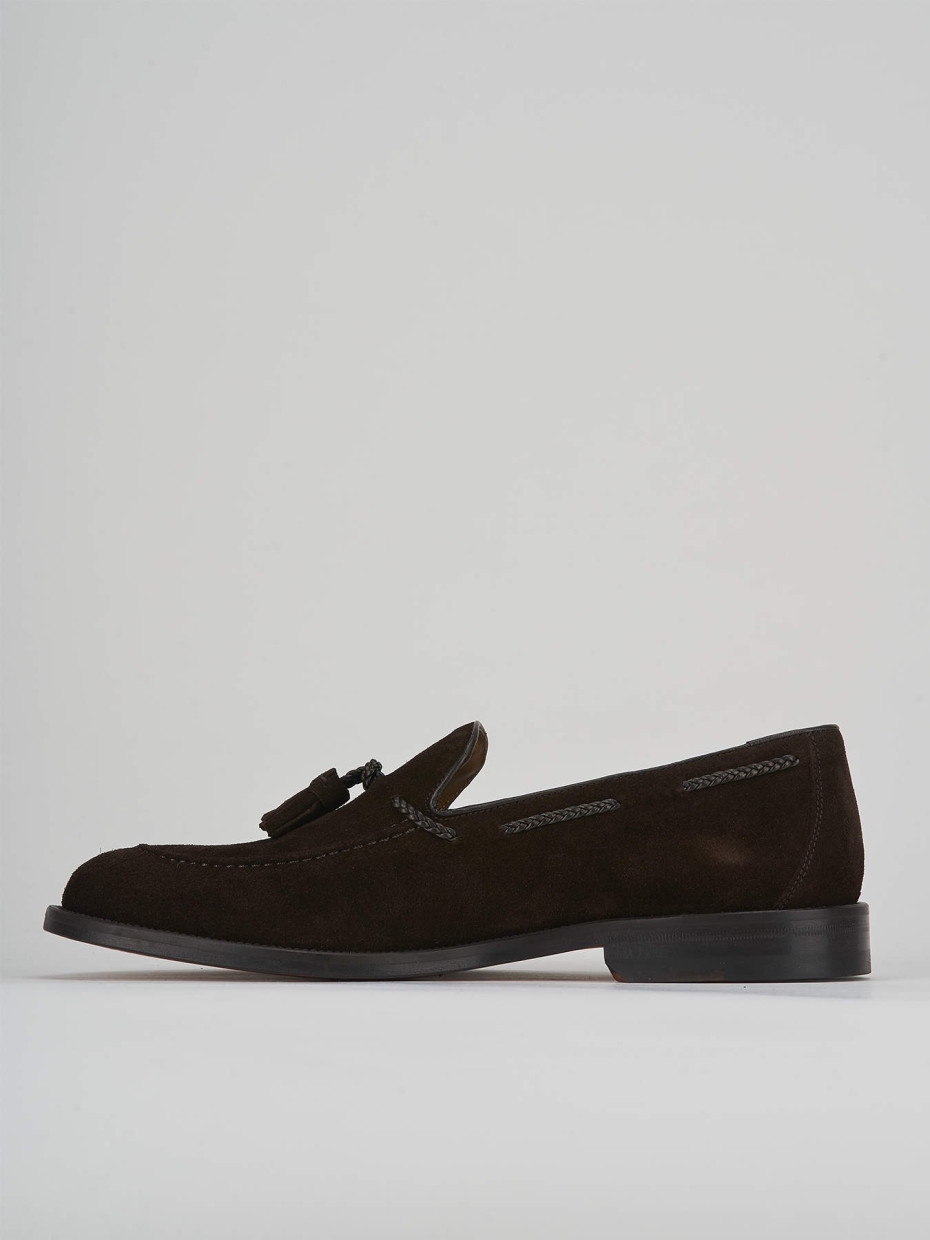 Loafers heel 2 cm dark brown suede