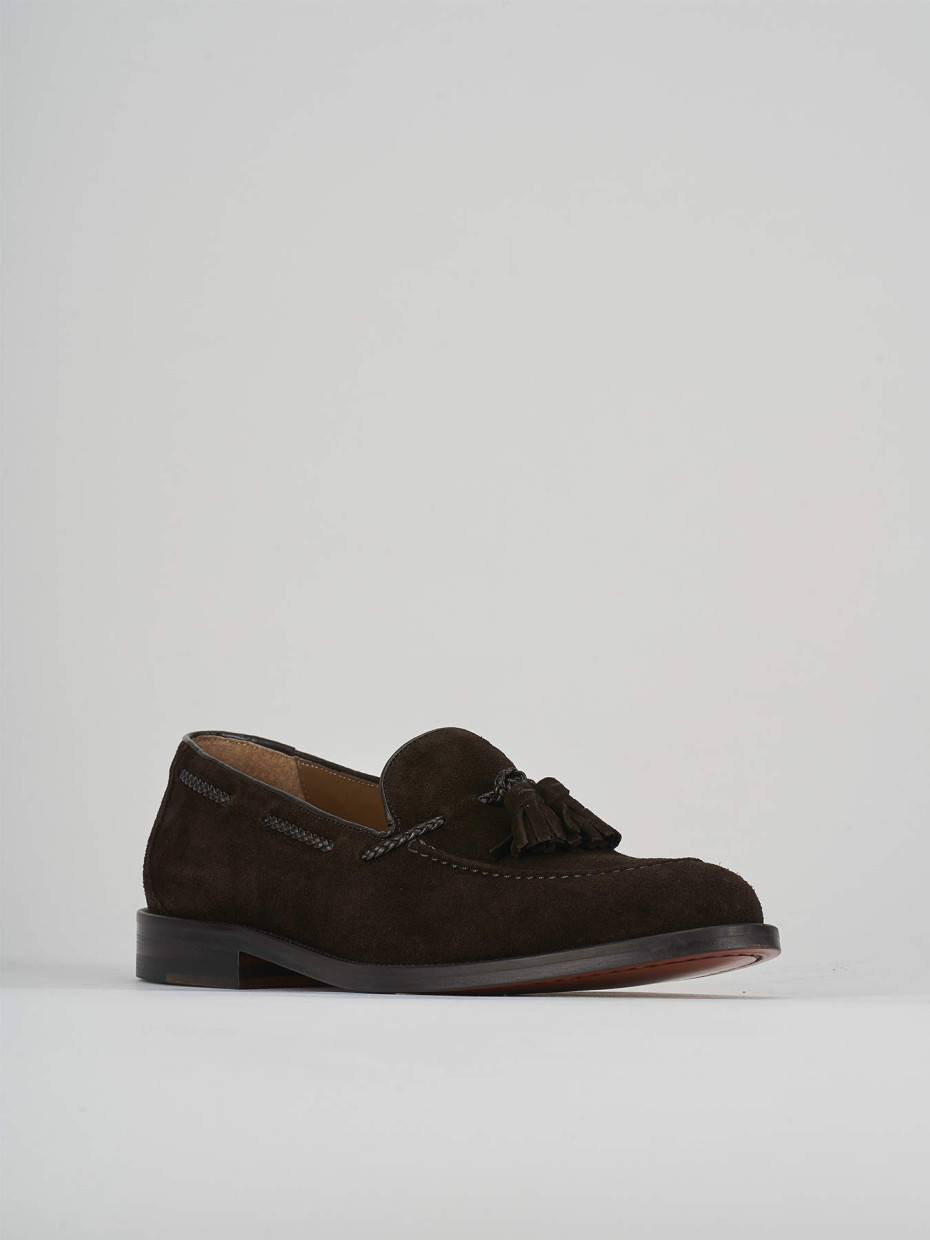 Loafers heel 2 cm dark brown suede