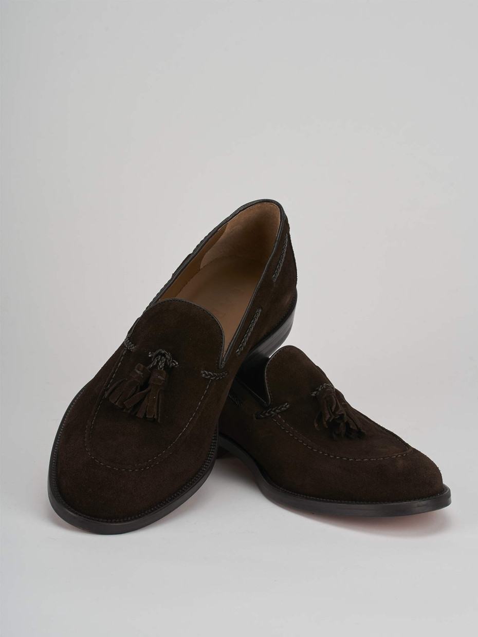 Loafers heel 2 cm dark brown suede