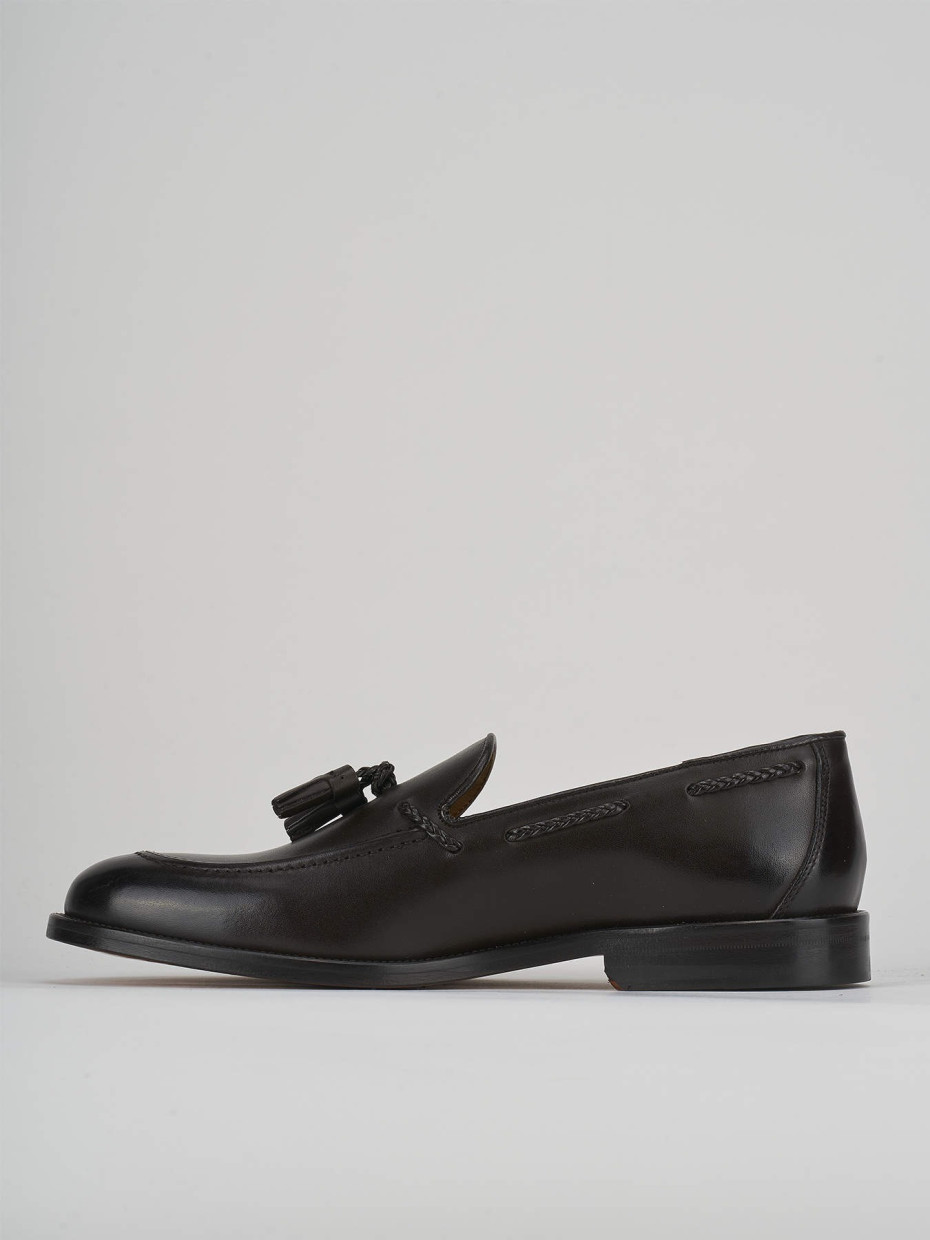 Loafers heel 2 cm dark brown leather
