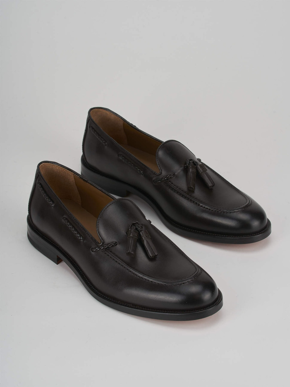 Loafers heel 2 cm dark brown leather