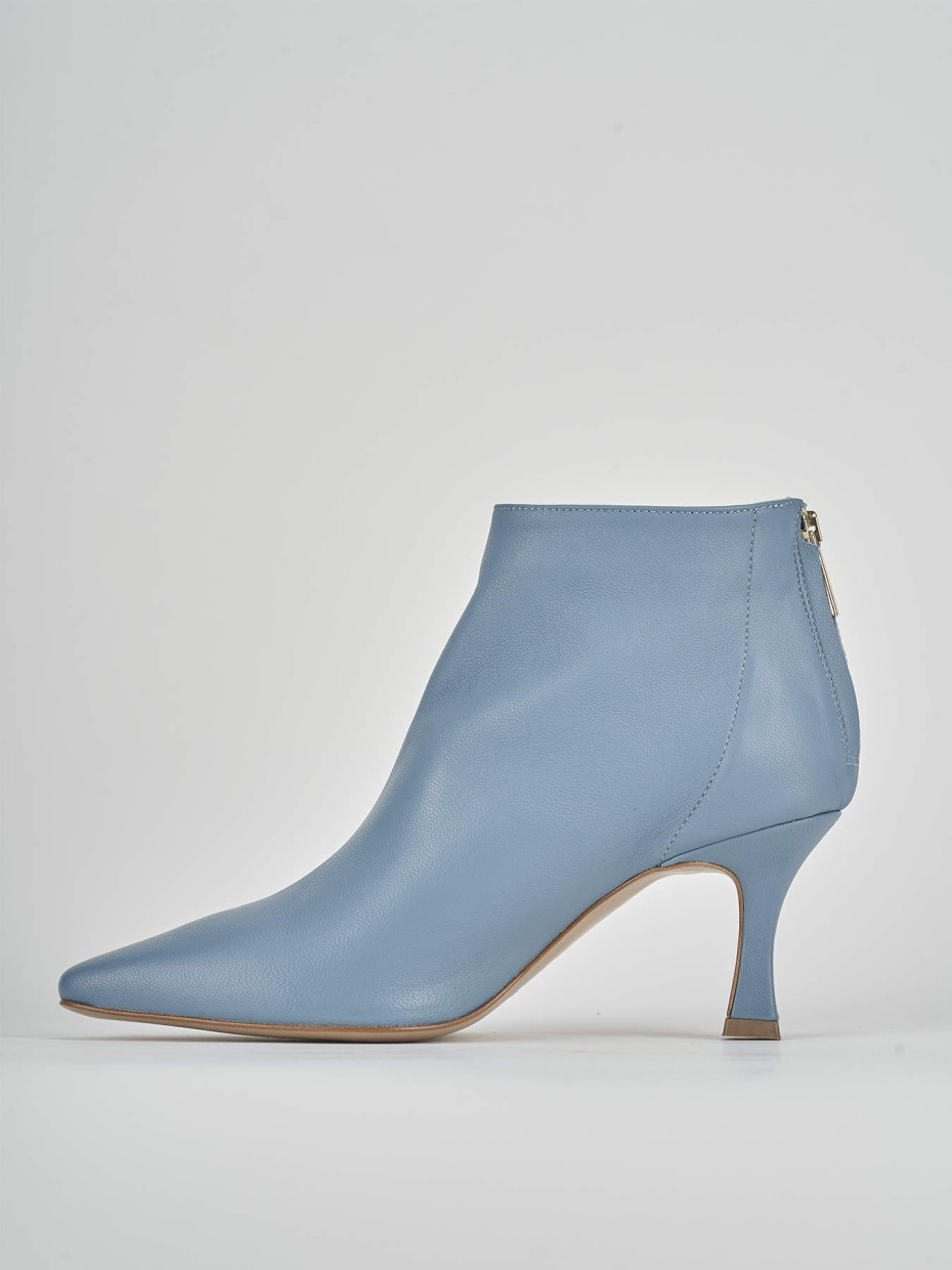 High heel ankle boots heel 8 cm light blue leather