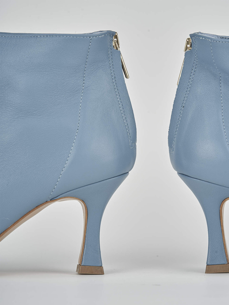 High heel ankle boots heel 8 cm light blue leather