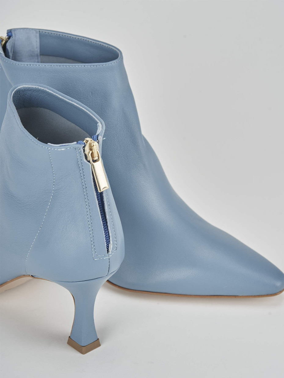 High heel ankle boots heel 8 cm light blue leather