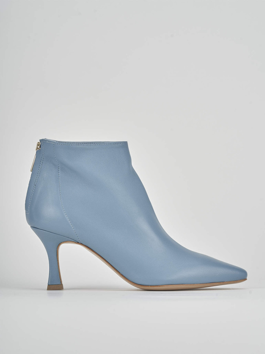 High heel ankle boots heel 8 cm light blue leather