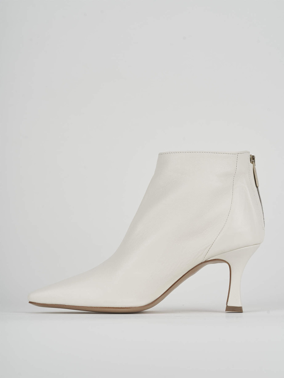 High heel ankle boots heel 7 cm white leather