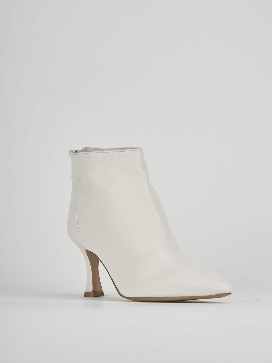 High heel ankle boots heel 7 cm white leather