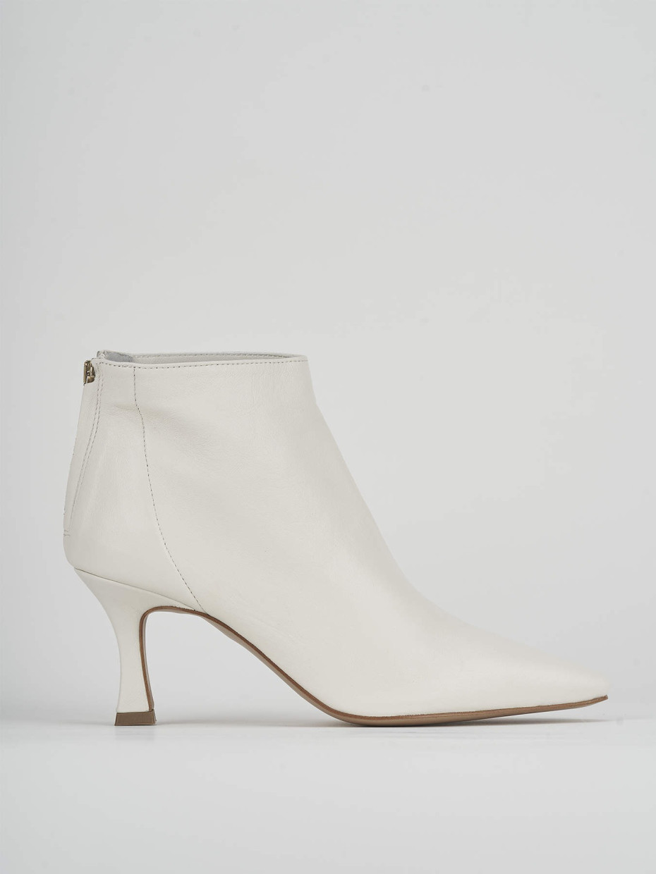 High heel ankle boots heel 7 cm white leather