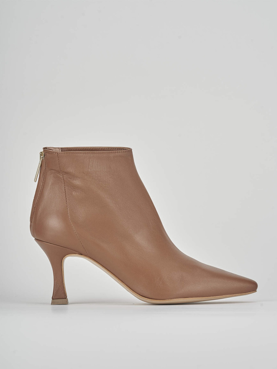 High heel ankle boots heel 7 cm brown leather