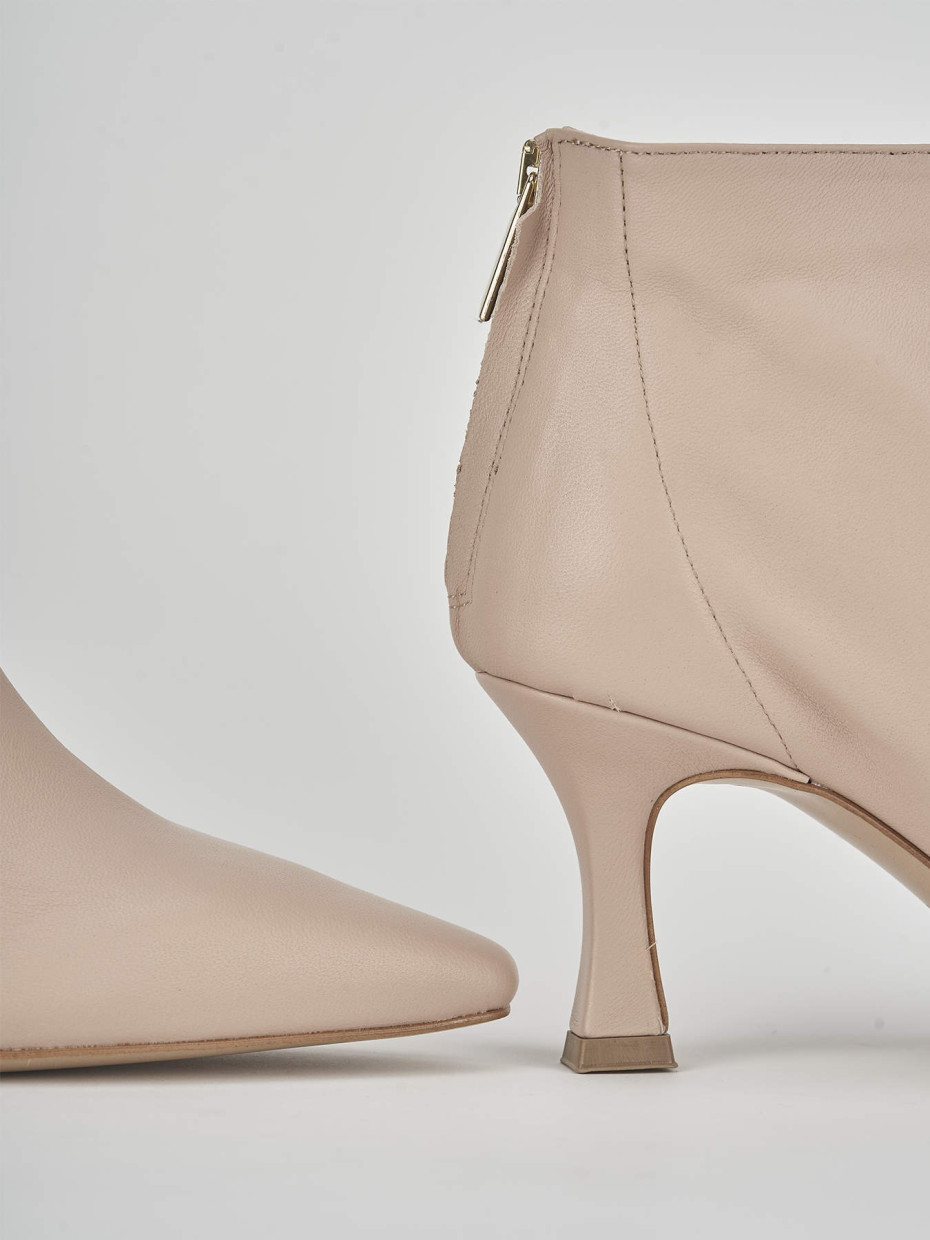 High heel ankle boots woman heel 7 cm pink leather Barca Stores