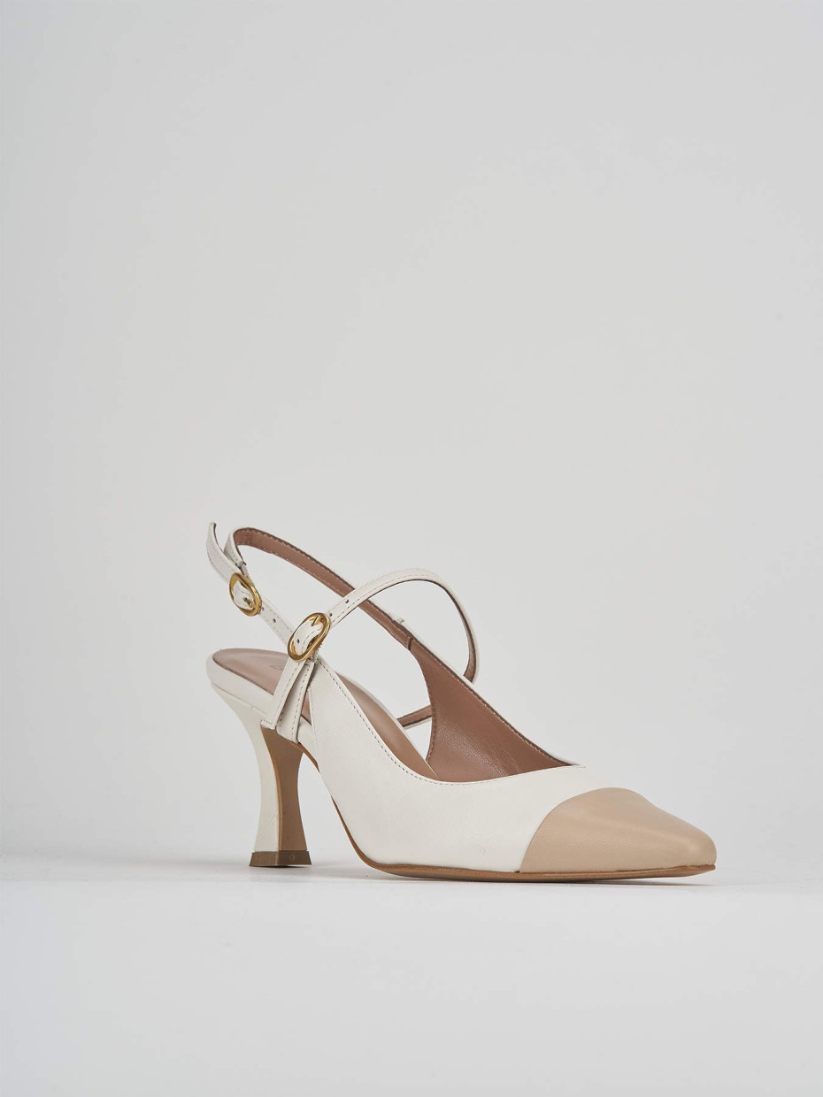 Décolleté e slingback tacco 7cm pelle bianco