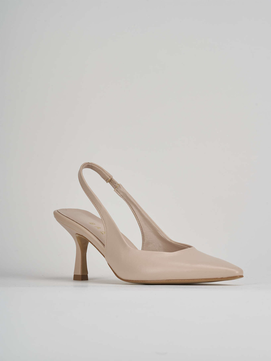 Pumps heel 7 cm beige leather