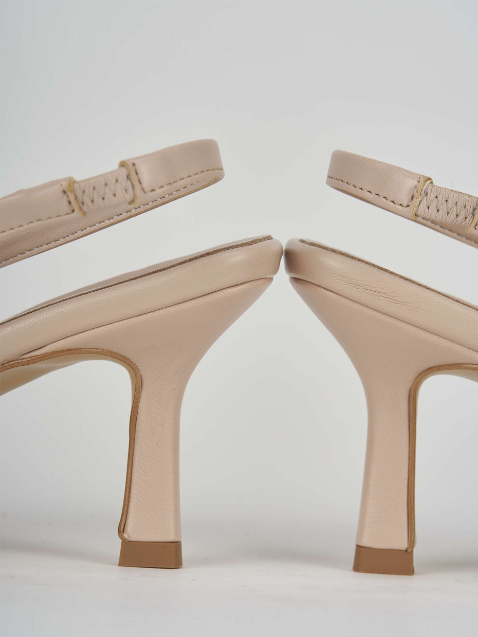 Pumps heel 7 cm beige leather