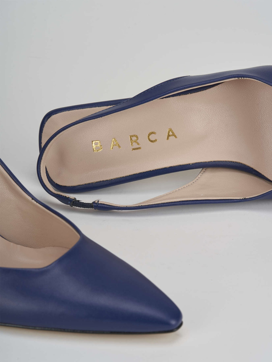 Slingback decolte tacco 7 cm  blu pelle