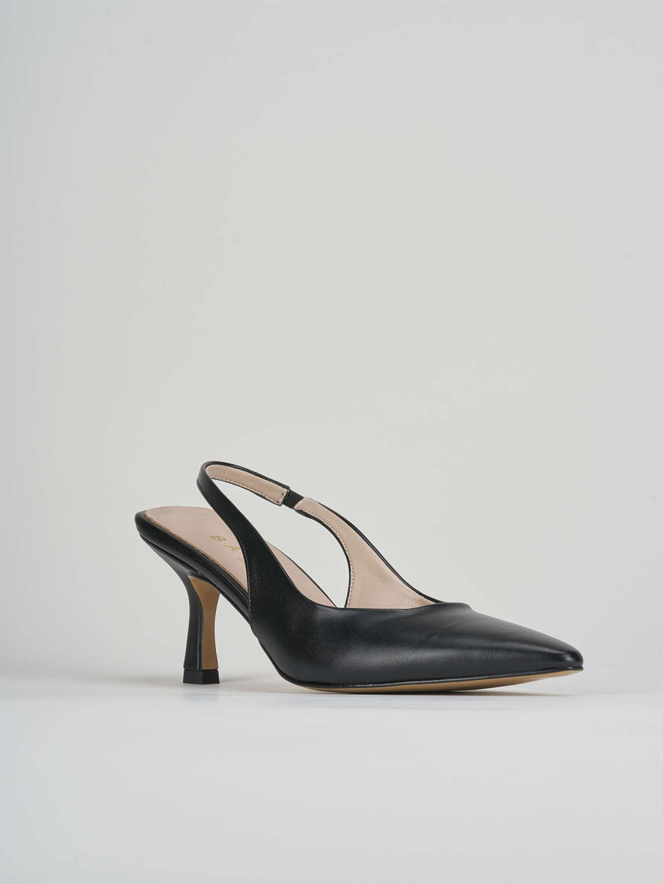 Slingback decolte tacco 7 cm  nero pelle