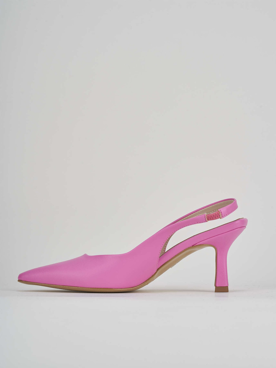 Slingback decolte tacco 7 cm  rosa pelle