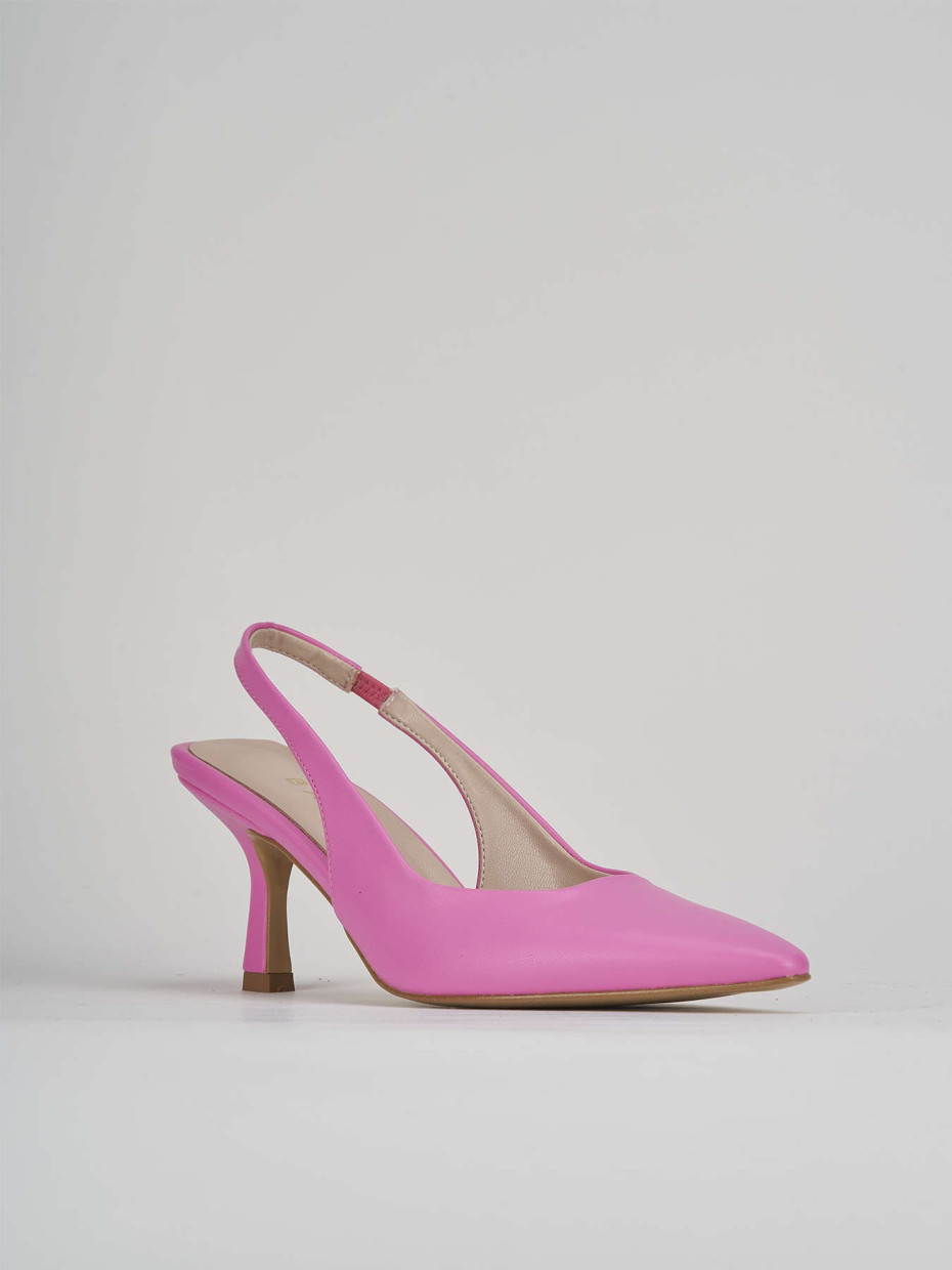 Slingback decolte tacco 7 cm  rosa pelle