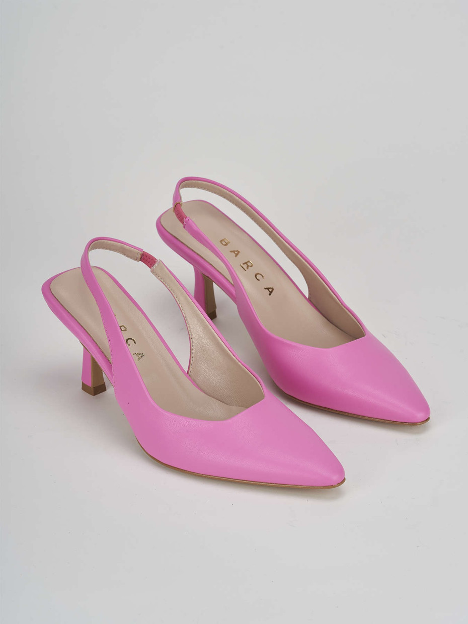 Slingback decolte tacco 7 cm  rosa pelle