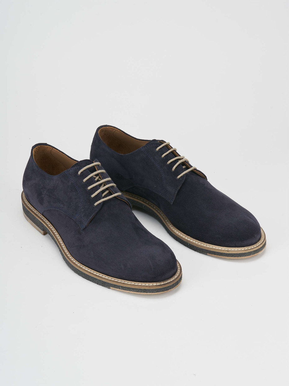 Lace-up shoes heel 1 cm blu suede