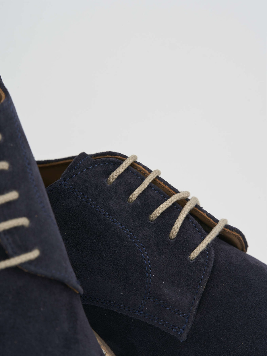 Lace-up shoes heel 1 cm blu suede