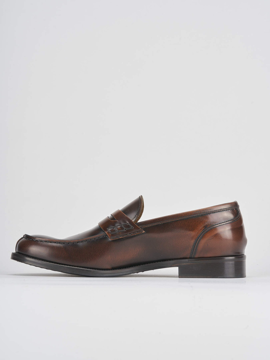 Loafers heel 1 cm dark brown leather