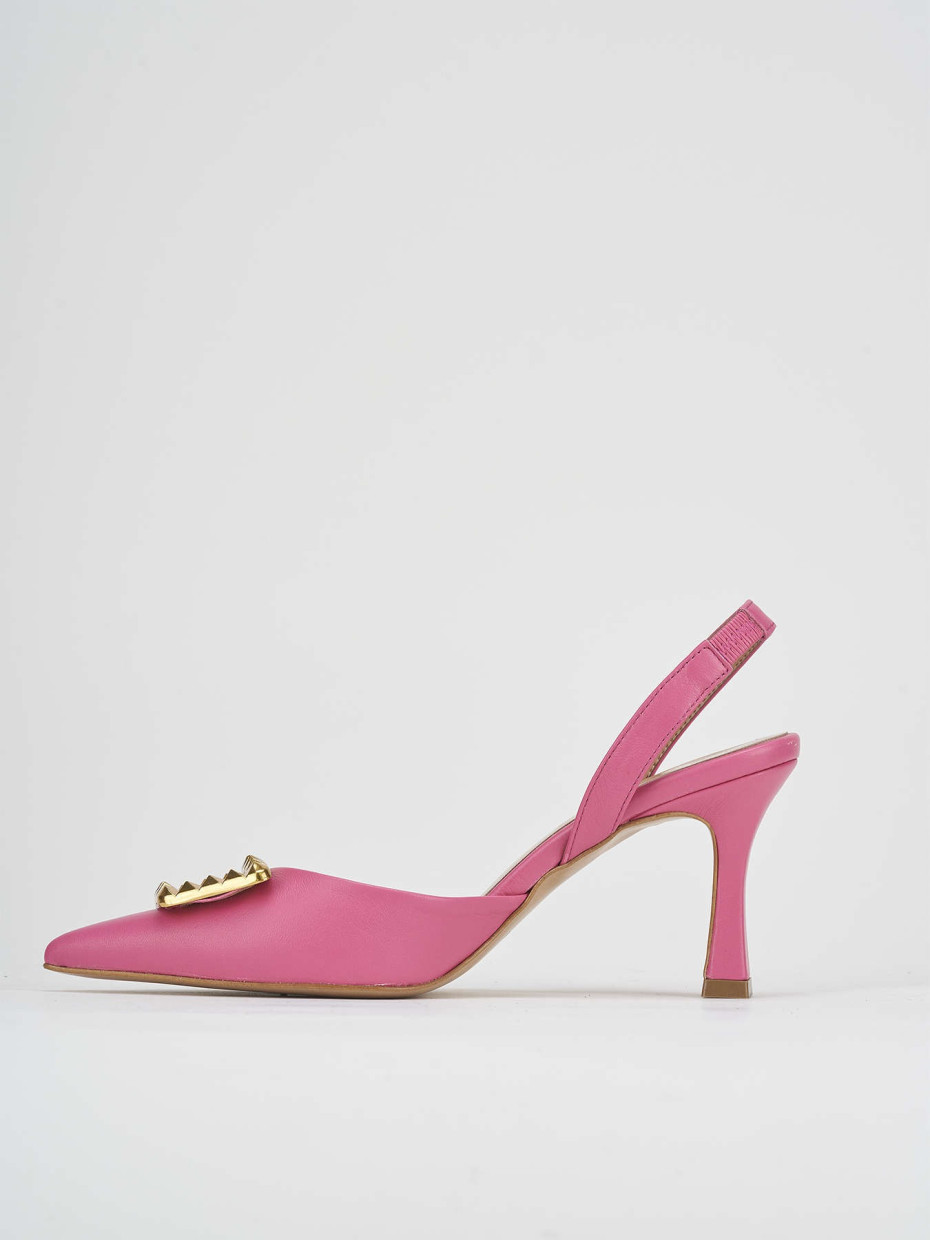 Décolleté e slingback tacco 7cm pelle rosa