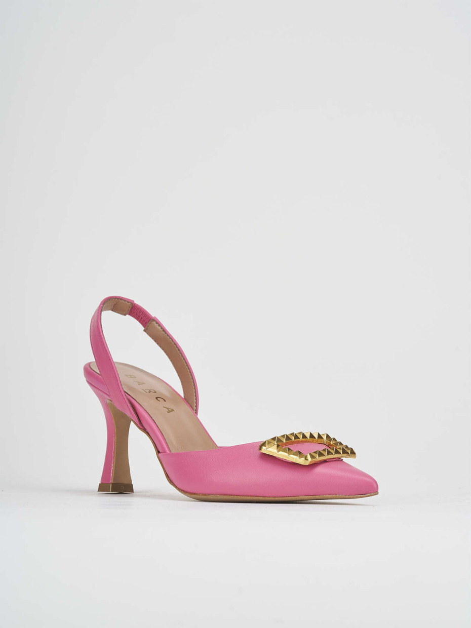 Décolleté e slingback tacco 7cm pelle rosa